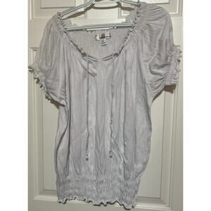 Derek Heart Plus I'm in Love with... White Blouse Elastic Neckline Waist Size 3X